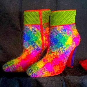 Christian Louboutin Neon Tweed Boots